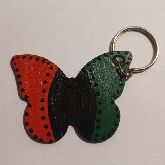 Butterfly Keyrings Handcrafted Keyrings Wooden Keyrings Afrocentric Keyrings - Picture 1 of 14